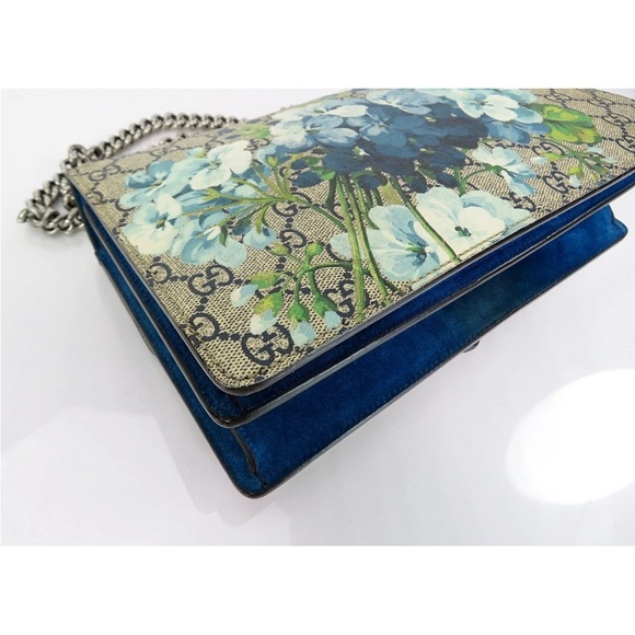 Gucci Beige and Blue GG Floral Shoulder Bag - Picture 8 of 16